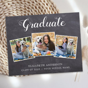 Budget Chalkboard 3 Photo Graduation Invitation