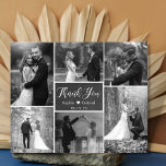 Budget Chalkboard Collage Wedding Thank You Card<br><div class="desc">Budget Modern, Rustic Chalkboard Hand Lettered Script Black and White 6 Multi Photo Collage Wedding Thank You Photo Cards Cheap. Stylish wedding thank you card template featuring six (6) photo on the front (used black white filter) and one (1) photo on the back side. With the text "thank you" in...</div>