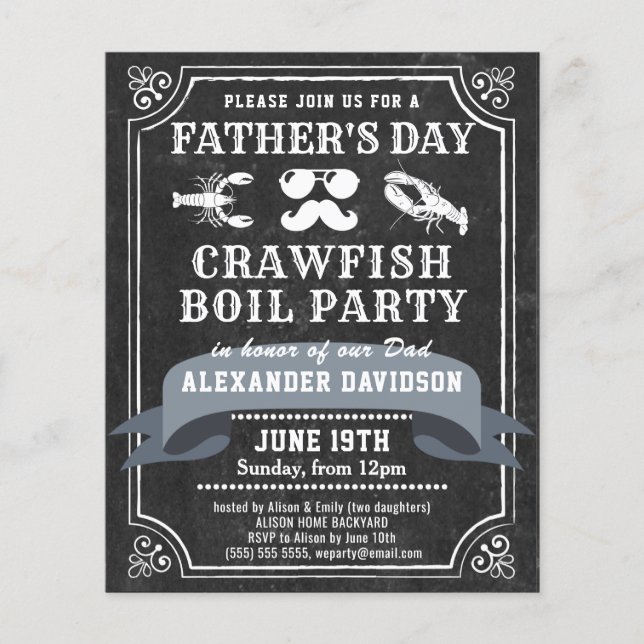 BUDGET Chalkboard Father's Day Crawfish Invitation (Front)