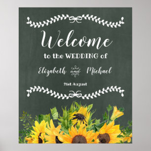 Budget CHALKBOARD Wedding Welcome Sign Sunflowers