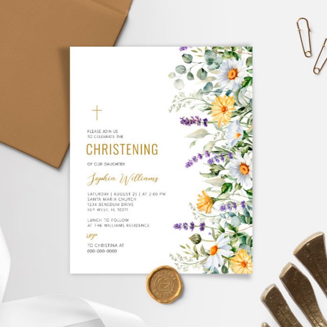 Budget Chamomile & Eucalyptus Christening Invite (Creator Uploaded)