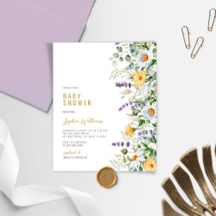 Budget Chamomile Wildflower Baby Shower Invitation