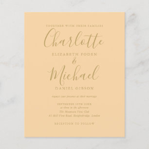 Budget Champagne And Gold Photo Wedding Invitation