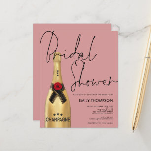 Budget Champagne Bottle Dusty Rose Bridal Shower