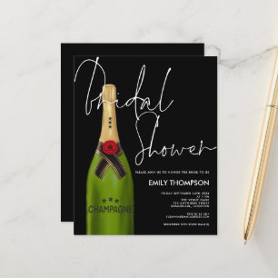 Budget Champagne Bottle Script Black Bridal Shower