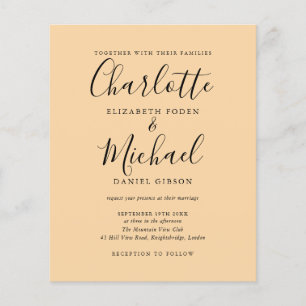 Budget Champagne Script Photo Wedding Invitation