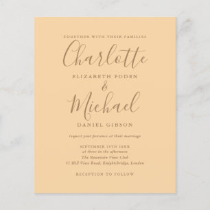 Budget Champagne Script Photo Wedding Invitation