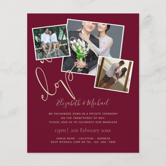 BUDGET Change of Wedding Plans, Date, Elopement (Front)
