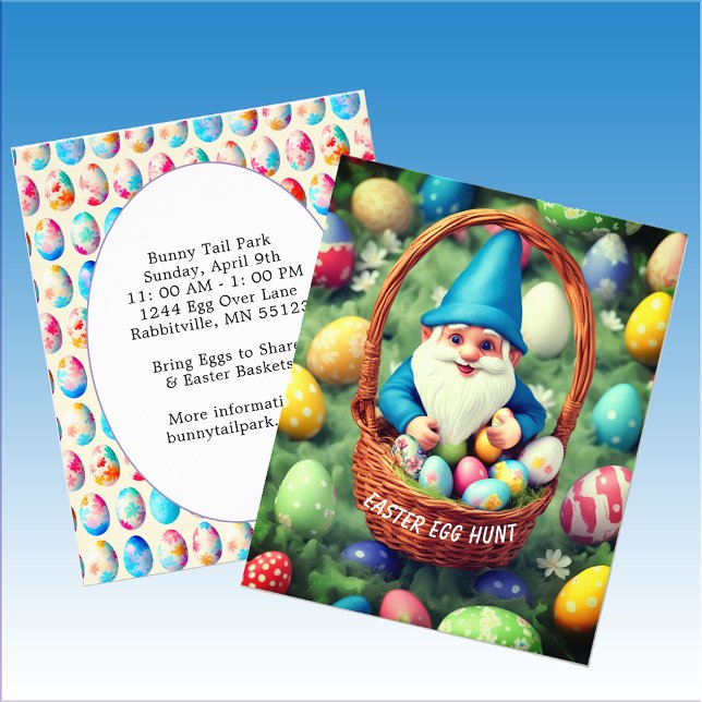 Budget Charming Gnome & Basket Easter Egg Hunt Flyer (Budget Charming Gnome & Basket Easter Egg Hunt Flyer)