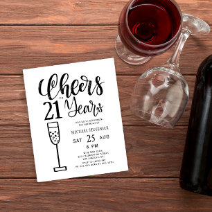 Budget cheers to 21 years birthday invitation