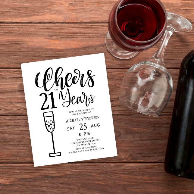 Budget cheers to 21 years birthday invitation (Creator Uploaded)