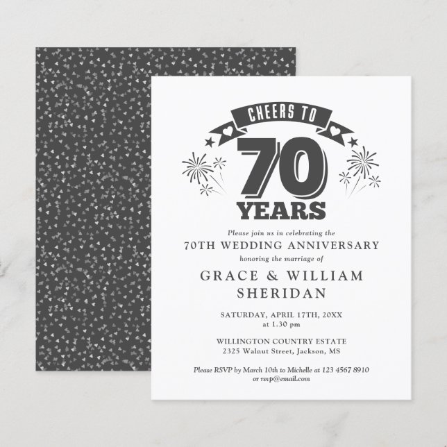 Budget Cheers To 70th Anniversary Invitation (Front/Back)