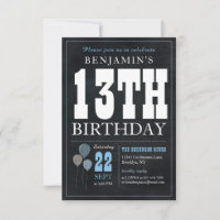 Budget Chic 13th Birthday Chalkboard Blue Balloon