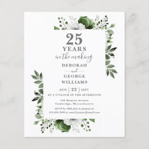 Budget Chic 25th Wedding Anniversary Floral Invite