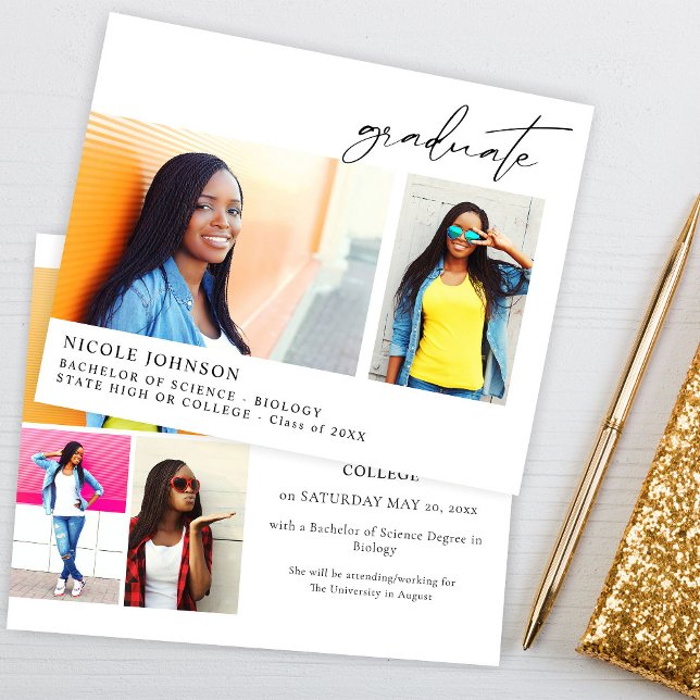 Budget Chic 5 Multi Photo Graduate Announcement Flyer (Creator Uploaded)