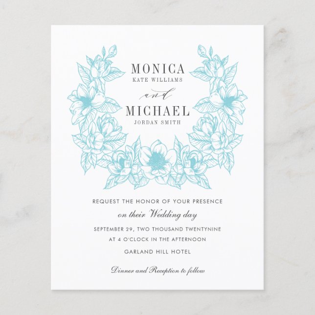 BUDGET Chic AQUA Magnolia Wreath Wedding  (Front)