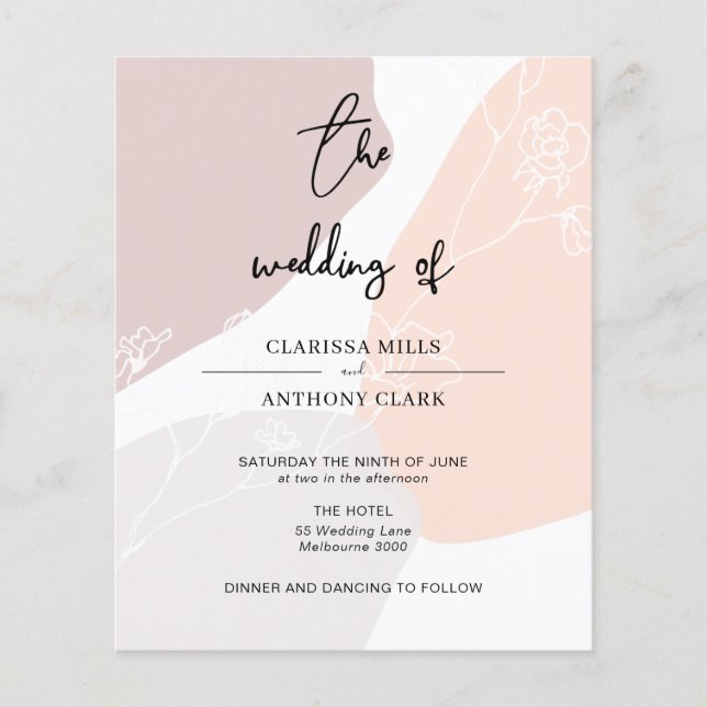 BUDGET Chic Floral Abstract Wedding Invitation (Front)