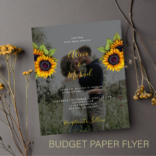 Budget chic floral photo wedding invitation FLYER