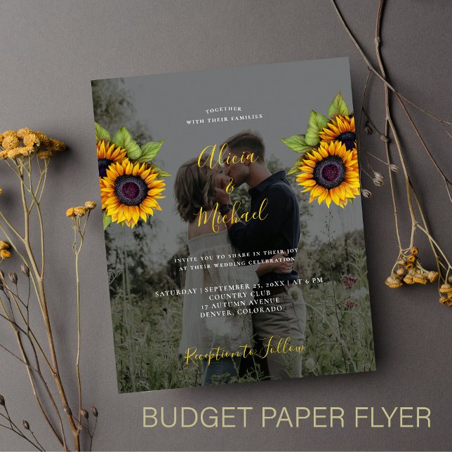 Budget chic floral photo wedding invitation FLYER (Creator Uploaded)
