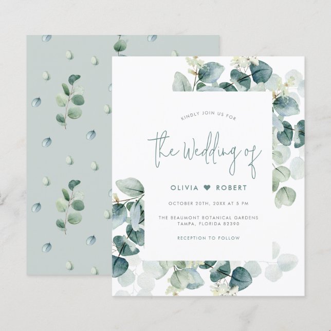 Budget Chic Modern Eucalyptus Greenery Wedding (Front/Back)