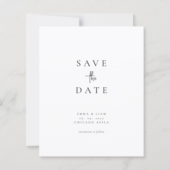 Budget Chic Modern Photo Wedding Save The Date (Back)