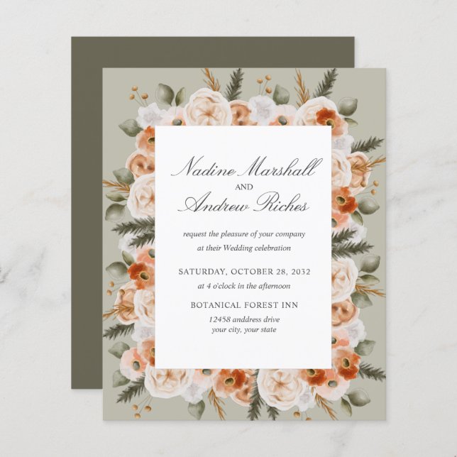 Budget Chic Orange Ivory Sage green frame Wedding (Front/Back)