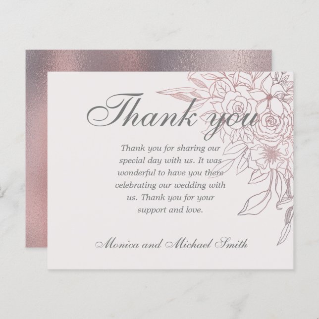 BUDGET Chic Rose Gold Floral  | THANK YOU (Front/Back)
