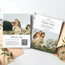 BUDGET Chic Rustic Script 2 Photo QR Code Wedding
