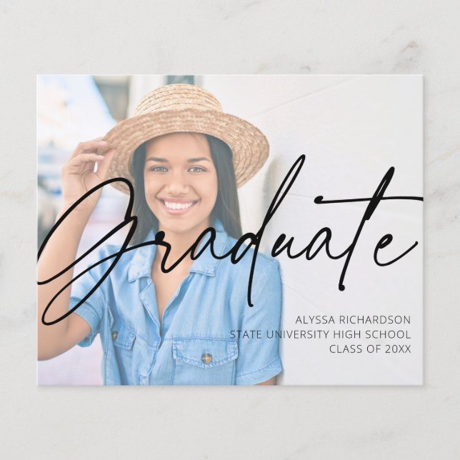 Budget  Chic Script H Photo Graduation Party Green Flyer (Front)