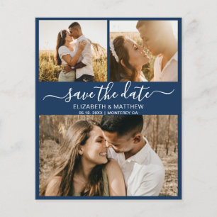 Budget Chic Script Photo Collage Save The Date Fly Flyer