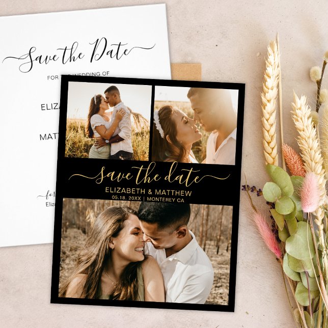 Budget Chic Script Photo Collage Save The Date Flyer (Creator Uploaded)