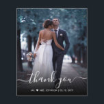 Budget Chic Script Photo Wedding Thank You Card<br><div class="desc">Budget Elegant Modern Calligraphy Photo Wedding Thank You cheap thin card. Stylish wedding thank you template featuring a full vertical photo on the front "Thank You" text overlay in a handwritten swash tail font script in white on the picture. Easy to add your name and thank you message. If you...</div>