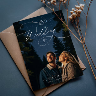 Budget Chic Script Romantic Wedding Photo Invites
