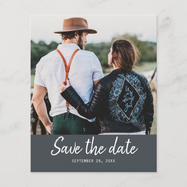 Budget Chic Script Save the Date Photo Flyer (Front)