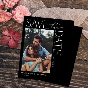 Budget Chic Stylish Mod Photo Save the Date 2 Blac