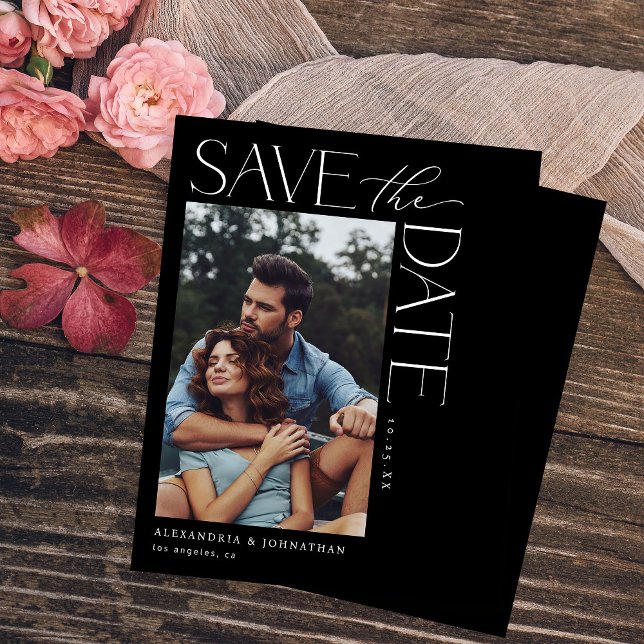 Budget Chic Stylish Mod Photo Save the Date 2 Blac (Creator Uploaded)