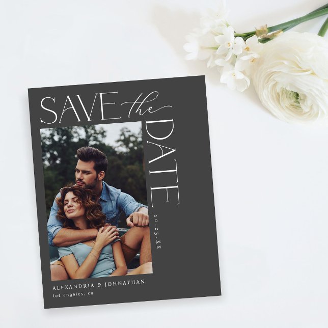 Budget Chic Stylish Mod Photo Save the Date 2 DGra Flyer (Creator Uploaded)
