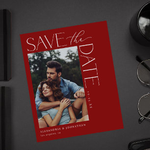 Budget Chic Stylish Mod Photo Save the Date 2 Red Flyer