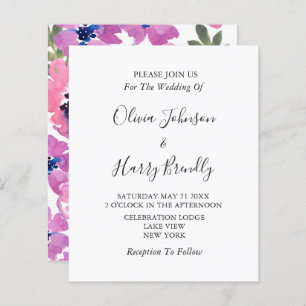 Budget Chic Watercolor Floral Wedding Invitation