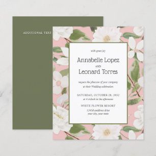 BUDGET Chic White Flowers leaves pink Wedding