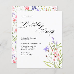 BUDGET Chic Wildflower Watercolor Adult Birthday