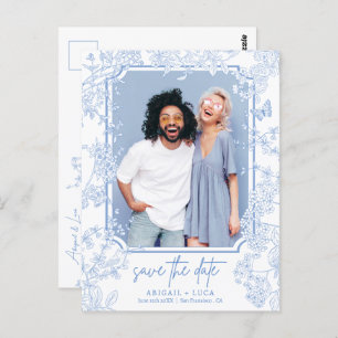 Budget Chinoiserie Toile Wedding Save Date Photo Postcard