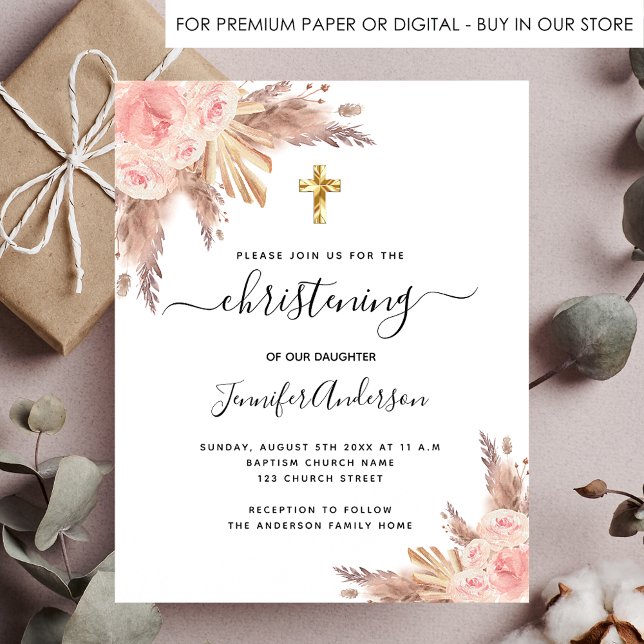 Budget Christening pampas grass rose gold girl (Creator Uploaded)