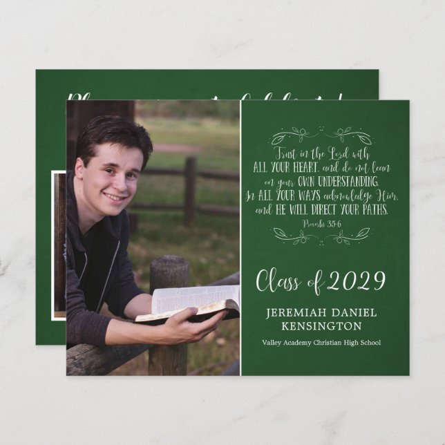 Budget Christian Verse Green Graduation Photo (Front/Back)