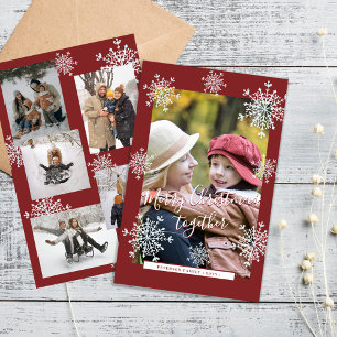 Budget Christmas 6 photo collage red holiday card