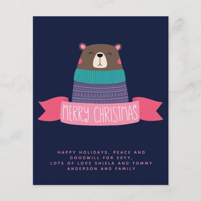 Budget Christmas Bear Personalised Annual Letter (Front)