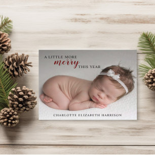 Budget Christmas Birth Announcement Photo Card