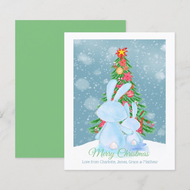 BUDGET Christmas Bunny Rabbits With Tree In Snow (Front/Back)
