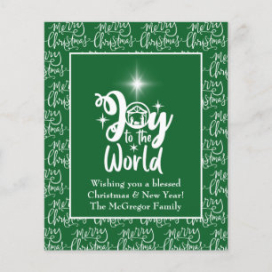 Budget Christmas Card Nativity Joy Green