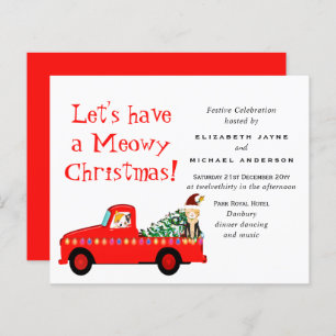 Budget Christmas Cats Truck Holidays Invites